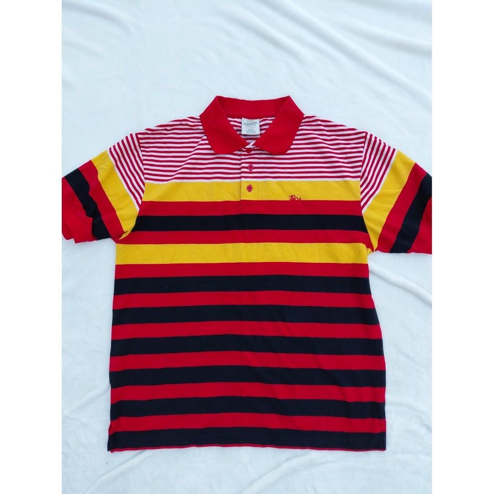 Vtg Brooklyn Xpress Rugby Style Polo Mens XL Red Striped